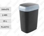 Plastyk Kosz na śmieci plastikowy uchylny 25 L Czarny, Szary
