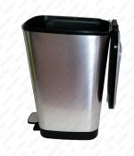 Kosz na śmieci 50 l plastyk efekt metalu, kolor metalowy, srebro, czarny