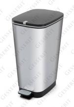 Kosz na śmieci 50 l plastyk efekt metalu, kolor metalowy, srebro, czarny