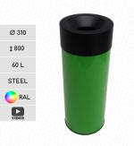 Stal Kosz na śmieci - kolor RAL 60 L Według wybranego koloru