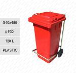 GE H Red, Pedal 120 liter pojemnik na śmieci z pedałem Plastyk Czerwony 120L 01-421p