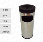 GESSERIT B 250 Inox Mirror 15 liter Kosz zewnętrzny z popielnicą stal nierdzewna 15L Lustrzany 01-456
