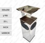 GESSERIT D 250 Inox Mirror Roof 25 liter popielnica stojąca z koszem stal nierdzewna 25L Lustrzany 01-367