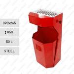 GESSERIT H RED 50 liter popielniczka stojąca z koszem stalowy 50L Czerwony 01-333red