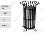 MV R black 70 liter kubły na odpady uliczny Stal Czarny 70L 01-1074