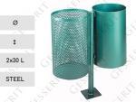MV R steel green 2x30 liter kubły na odpady uliczny Stal Zielony 2x30L 01-1067g