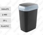 Plastyk Kosz na śmieci plastikowy uchylny 25 L Czarny, Szary