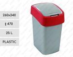 Plastyk Kosz na śmieci plastikowy uchylny 25 L Szary, Czerwony
