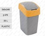 Plastyk Kosz na śmieci plastikowy uchylny 25 L Szary, Żółty
