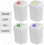 Plastyk Kosz na śmieci plastikowy uchylny 50 L Biały