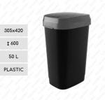 Plastyk Kosz na śmieci plastikowy uchylny 50 L Czarny, Szary