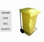 Plastyk Kosz na śmieci plastikowy z pedałem 120 L Żółty
