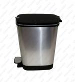 Plastyk Kosz na śmieci plastikowy z pedałem 35 L efekt metalu, Kolor metalowy, Srebro, Czarny