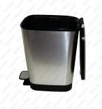 Plastyk Kosz na śmieci plastikowy z pedałem 35 L efekt metalu, Kolor metalowy, Srebro, Czarny