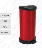 Plastyk Kosz na śmieci plastikowy z pedałem 40 L METAL Czerwony + Czarny