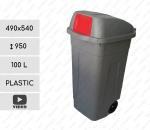 Recycling grey-red swing 100 liter pojemnik na śmieci do segregacji Plastyk Szary, Czerwony 100L 01-1104r