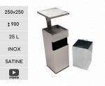 GESSERIT C 250 Inox Roof 25 liter kosz na śmieci z popielnicą stal nierdzewna 25L Szczotkowana 01-359